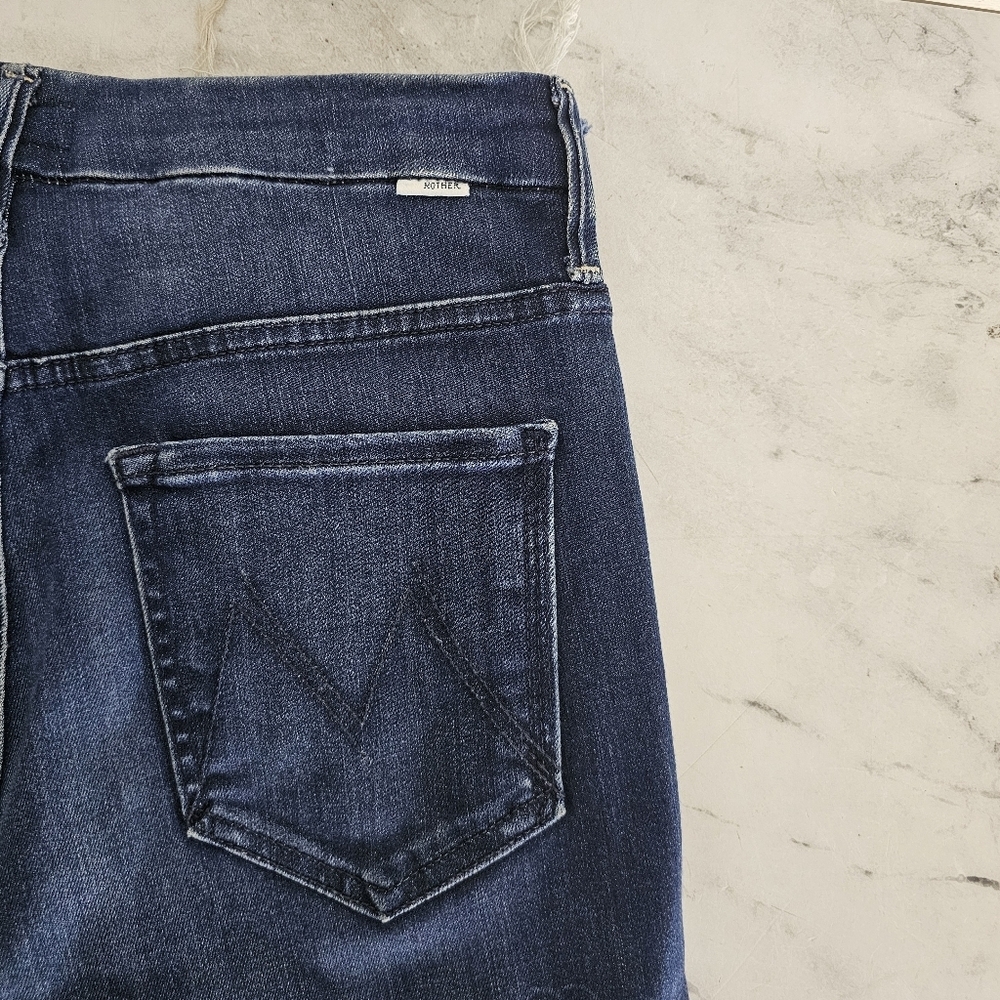 MOTHER High Waisted Looker Ankle Fray‎ High Rise Skinny Blue Jeans 27 Preowned - Picture 7 of 10